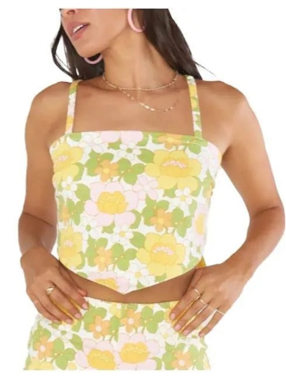 Women's MUMU Floral Crop handkerchief Top S